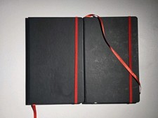 BookFactory Black Blank Journal with Red Elastic Band