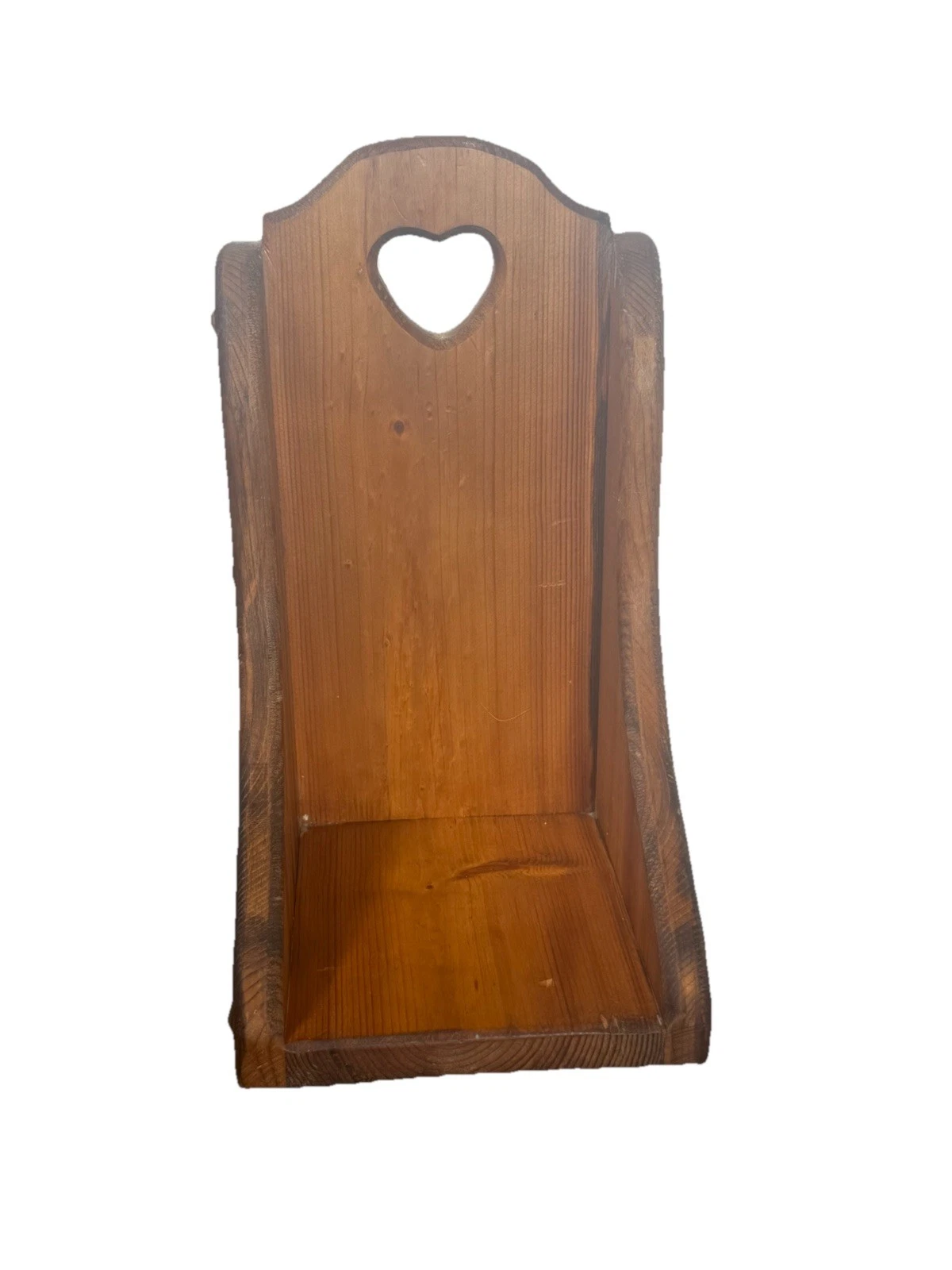Vintage Wooden Wall Hanging Shelf W/ Heart Shaped Cutout 12”x7”x7” Cottagecore