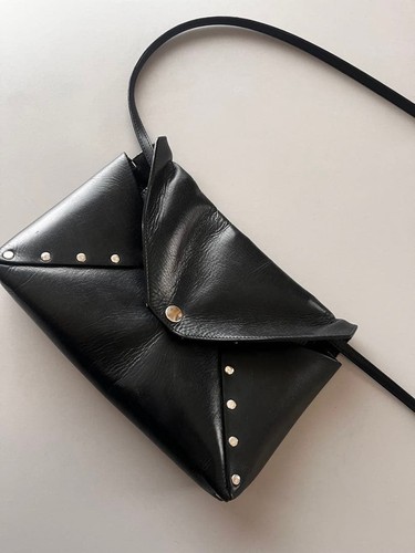 CELINE Phoebe Philo Era Studded Leather Shoulder Bag Black Vintage Pre Owned