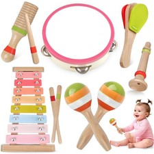 Baby Musical Instruments for Girls-Montessori Wooden Toys for Toddlers 1-3,Pe...