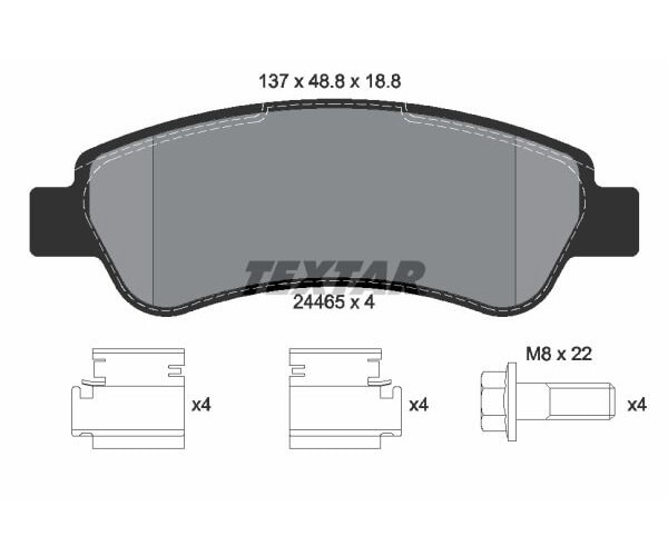 Textar Bremsbelagsatz FüR Citroen Fiat Opel Peugeot Vauxhall Bremse Hinten-image