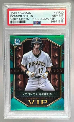 1818 Konnor Griffin 2025 Bowman Chrome Aqua Refractor Very Important /125 PSA 10