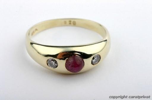 Ruby ring 14kt 585 gold ring ruby cabouchon brill… - image 6