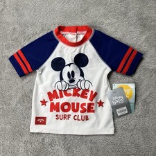 Disney Baby Mickey Mouse Rash Guard 9-12M UPF 50 Surf Club Swim Shirt NWT