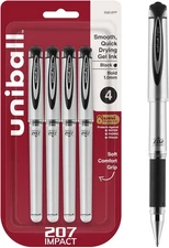 Signo 207 Impact Gel Pens – 4 Pack, 1.0mm Bold Point, Black Ink, Smooth Writin