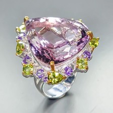 Handmade 45 ct Natural Ametrine Ring 925 Sterling Silver Size 8 /R459634