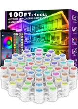 100FT Permanent Outdoor RGB Lights,Waterproof Smart LED Eaves Lights with App...