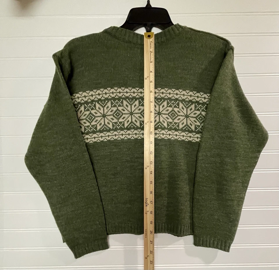 Suéter de Lana Punto de Referencia Vintage Talla Pequeña Copos de Nieve Invierno Navidad  Foto 3 de 4