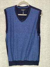 Club Room Sweater Vest Mens X-Large Navy Blue V Neck 100 Cotton Pullover Golf