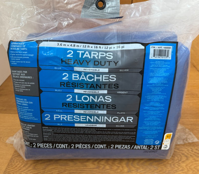 COSTCO SCHWERLASTPLANE PLANE WENDBAR 2ER PACK 12' x 16' BLAU & SILBER NEU IN VERPACKUNG