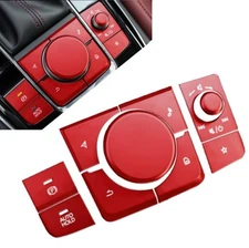 Red Aluminum Console Media Knob Overlay Cover Fits 19-25 3 cx30 cx50 cx70 Cx90