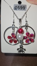 Handmade Silver Necklace with Beads PENDANT Earrings Set 0599