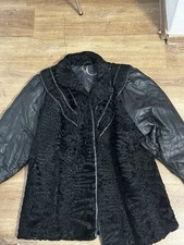 Vintage Persianer Jacke mit Leder-Details   S...