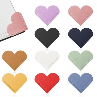 10 PCS Leather Heart Bookmarks Cute Corner Page Marker Accessories Women