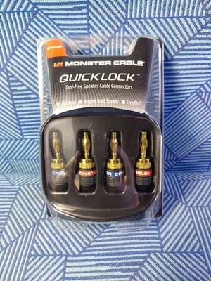 Monster Cable Quick Lock Banana Plugs Tool-Free Speaker Cable Connectors
