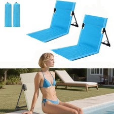 2PCS Foldable Seat Poolside Chairs Lightweight Portable Flip Chairs Edge of Pool