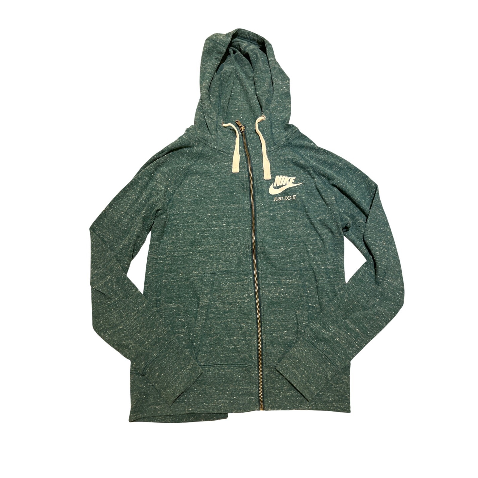 Nike Just Do It Full Zip Hoodie Green Heathered Sweatshirt Women's Size Medium