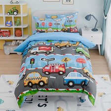 Transportation Kids Bedding Set for Boys, Ultra Soft Microfiber Comforter Set...
