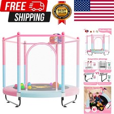 60" Trampoline for Kids, 5 FT Indoor  Outdoor Toddler Baby Trampoline with B...