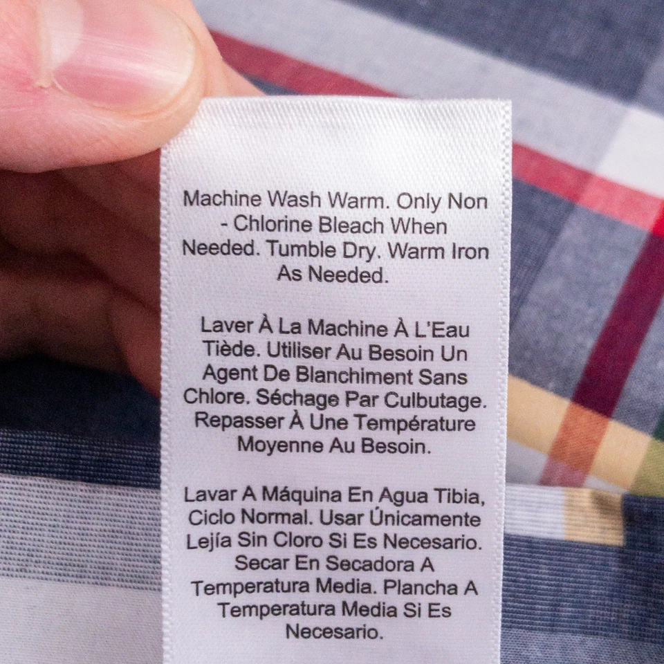 Sábana plana Pottery Barn Teen Queen SOLO cabina a cuadros 100 % algodón orgánico 96"x104" Foto 3 de 4
