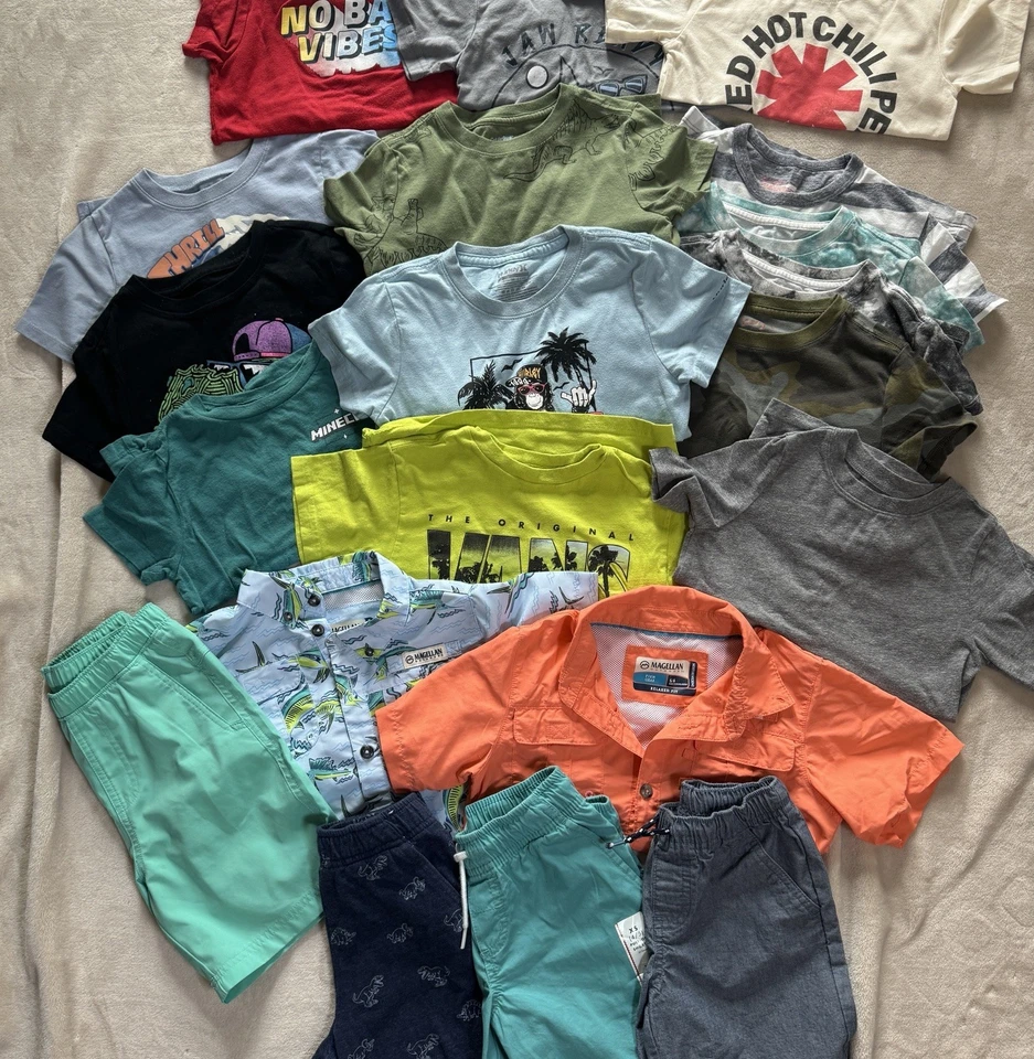 Lot Of 20 Mixed Brands Boys T Shirts & Shorts 4T 5T 6 Graphics Print Basic Tees - Image 3 of 4