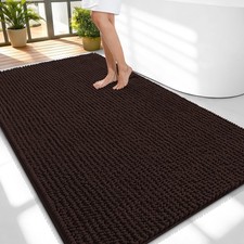 OLANLY Thick Large Bathroom Rugs 59x35, Extra Soft Absorbent 59" X 35", Brown