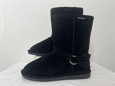 Bearpaw Adele Womens Suede Pull On Warm Comfort Black Winter Snow Boots Size 10