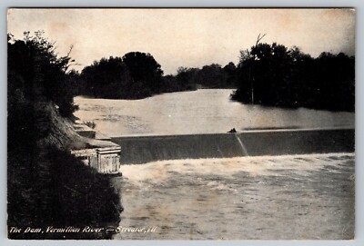The Dam Vermillion River Streafor Ill Illinois Vintage PostCard - C4