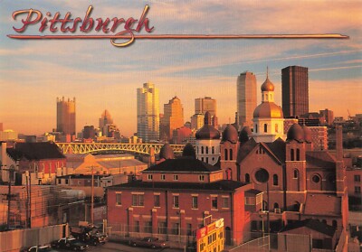 Postcard PA Pittsburgh Pennsylvania Evening Skyline 
