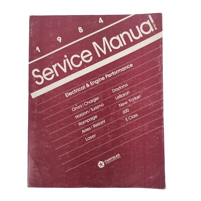 1984 Chrysler Service Manual Electrical & Engine Performance Repair Guide