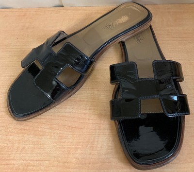 hermes patent leather sandals