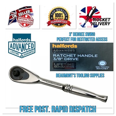 Halfords Advanced 3/8  Drive Socket Ratchet 100 Tooth Quick Release *FREE POST*