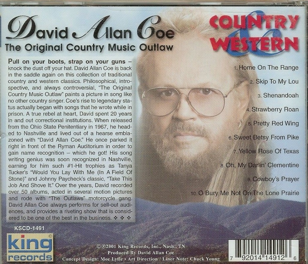 David Allan Coe - Country & Western - CD - NEW - SEALED - FREE