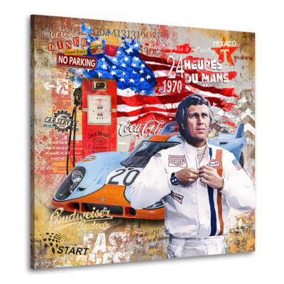 Leinwandbild Le Mans Steve McQueen  Kunstdruck Auto Bilder Gratis Versand