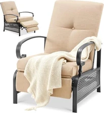 Outdoor Recliner Chair, Patio Outdoor Pool Lounge Chairs with Adjustable Back