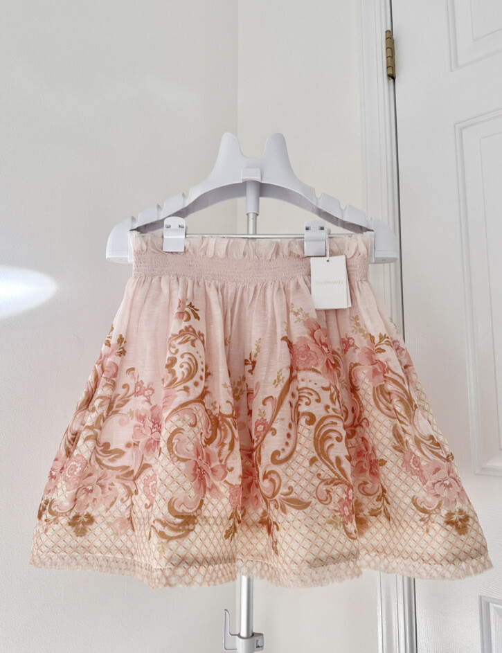ワンピース ZIMMERMANN Women Mid Skirts 8803DMAT PKTI PINK Zimmermann - Lucky Metallic Pink Skirt | Mitchell Stores