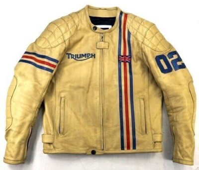 Neue TRIUMPH Motorrad Racing Biker Lederjacke, MotoGP Speed Biker Lederjacke.