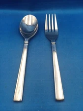 Oneida SHAKER Stainless Solid Serving Set Fork & Spoon 9"