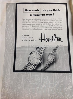 N1-5 Ephemera 1954 Werbung Hamilton Uhren Wie viel denkst du