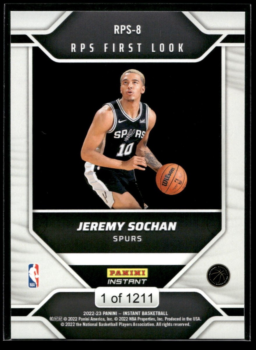 2022 Panini Jeremy Sochan spurs 1/1 【公式通販】