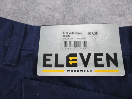 Eleven Mens Tradie Work Shorts 97R 38 Casual Work Wear New Navy Blue - Picture 5 of 12