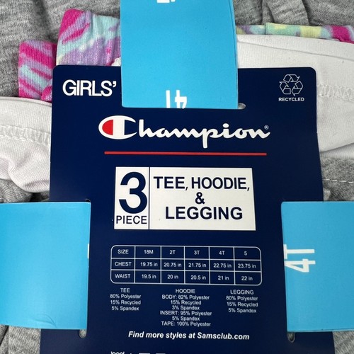 Champion Girls' 4T Lightweight Active Set; Jacket, Tee, Leggings Pink Gray 4T - Picture 6 of 6
