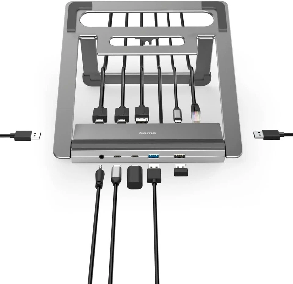 HAMA 12in1 USB-C Docking Station Connect2Office 2x HDMI DP 4K@60Hz LAN USB-A - Bild 4 von 4