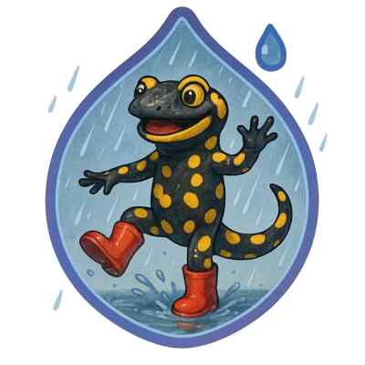 Feuersalamander im Regen Aufkleber 30x30 cm Lustig Tier Gummistiefel Geschenk