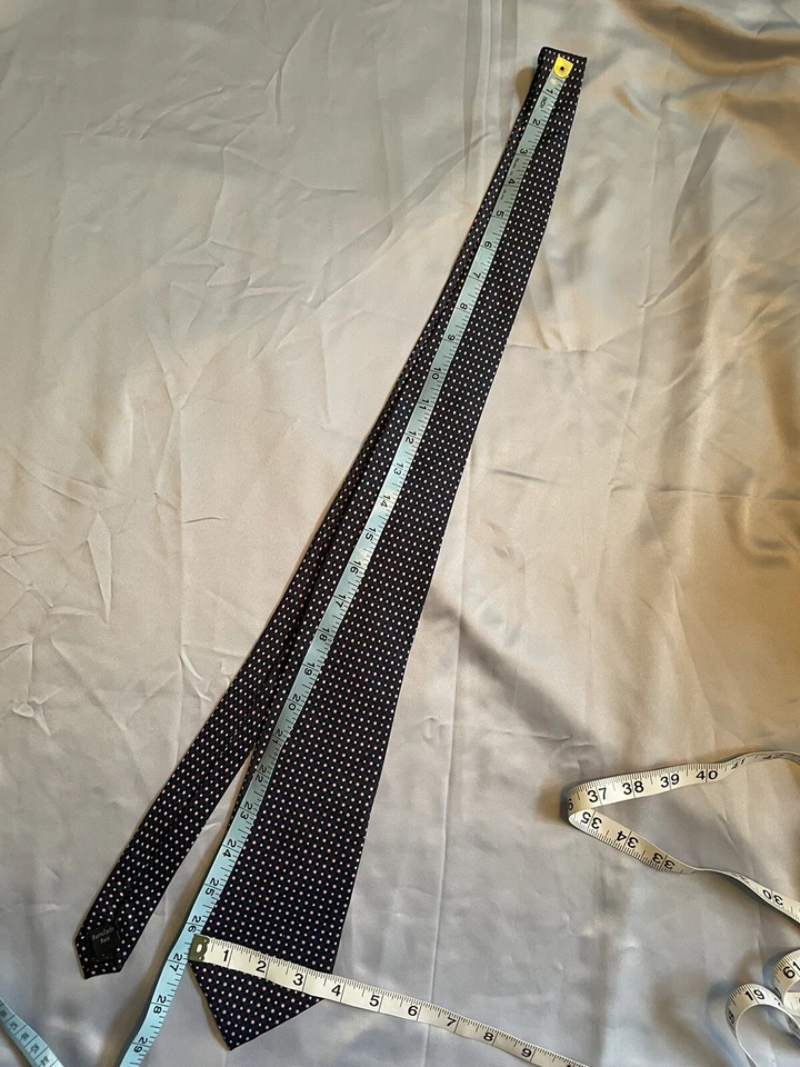 Pierre Cardin Men’s Black Grey W/ Dot & Diamond Pattern Silk Necktie Like New - Image 2 of 4