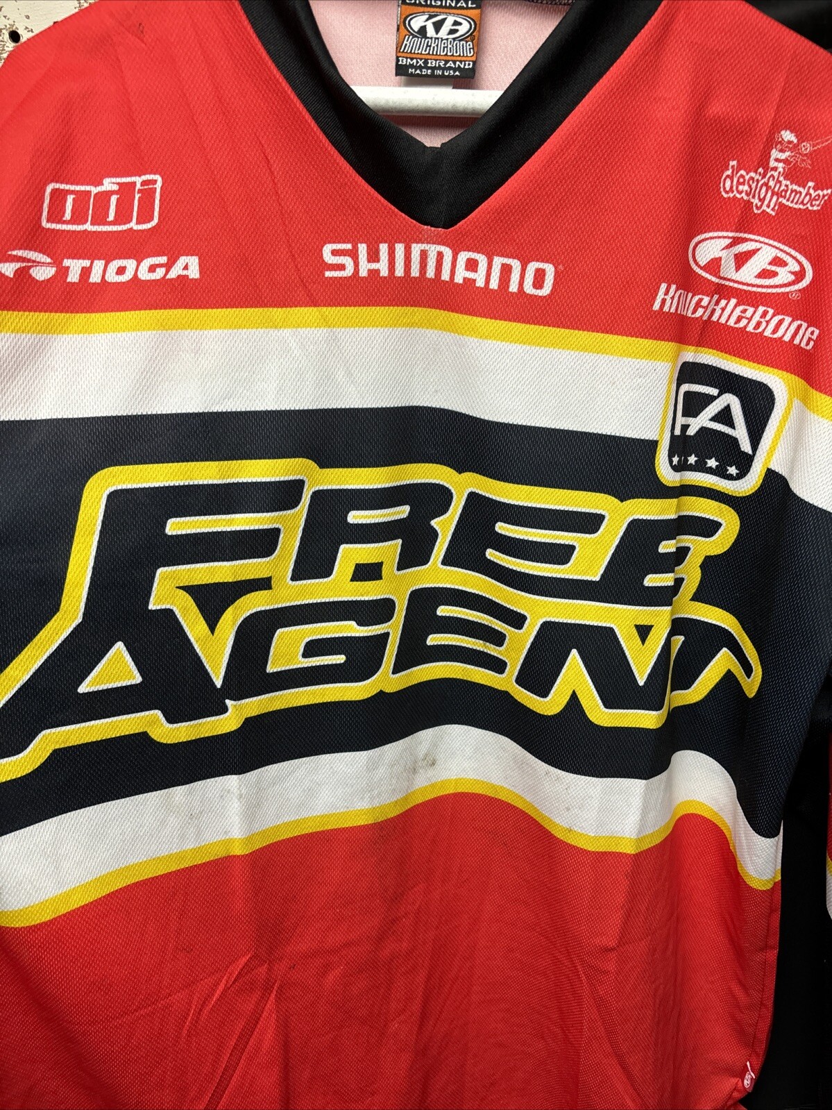 NOS (L) Free Agent Knucklebone Bicycle Factory Team Racing Jersey Bmx GT Mini SE