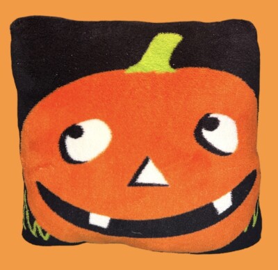 VTG Halloween Pumpkin Pillow Fall  Jack-O-Lantern Holiday Season Decor Fleece