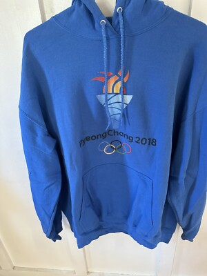 RalphLauren 2018 Blue Hooded Sweatshirt Blue Olympic Graphics Size XL