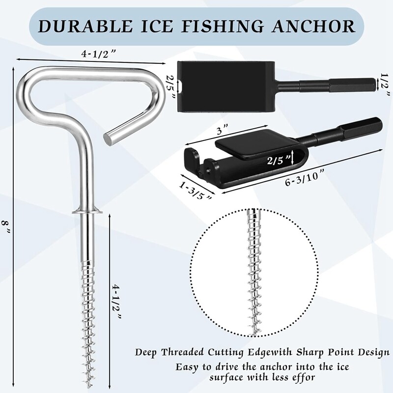 Ice Anchor Tool Kit Includes Ice Anchor Drill Adapter 8 Threaded Peg