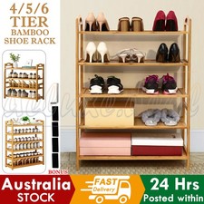 4/5/6 Tiers Layers Bamboo Shoe Rack Storage Organizer Wooden Stand Shelves